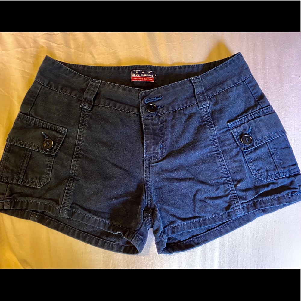 Navy blue jean shorts with pockets